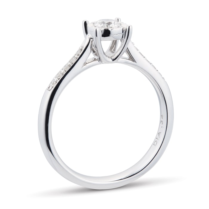Goldsmiths Brilliant Cut 0.34 Total Carat Weight Solitaire And Diamond Set Shoulders Ring In 9 Carat White Gold