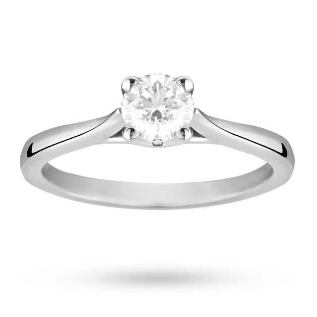 Goldsmiths Solitaire Brilliant Cut 0.50 Carat Diamond Ring Set In 18 Carat White Gold