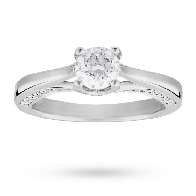 Goldsmiths Brilliant Cut 0.53 Carat Solitaire Diamond Ring Set In 18 Carat White Gold