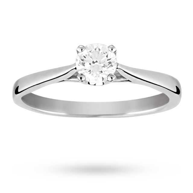 Goldsmiths Solitaire Brilliant Cut 0.30 Carat Diamond Ring Set In Platinum