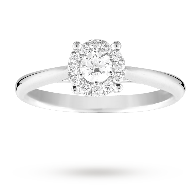 Goldsmiths Brilliant Cut 0.25 Carat Solitaire Diamond Ring In 9 Carat White Gold