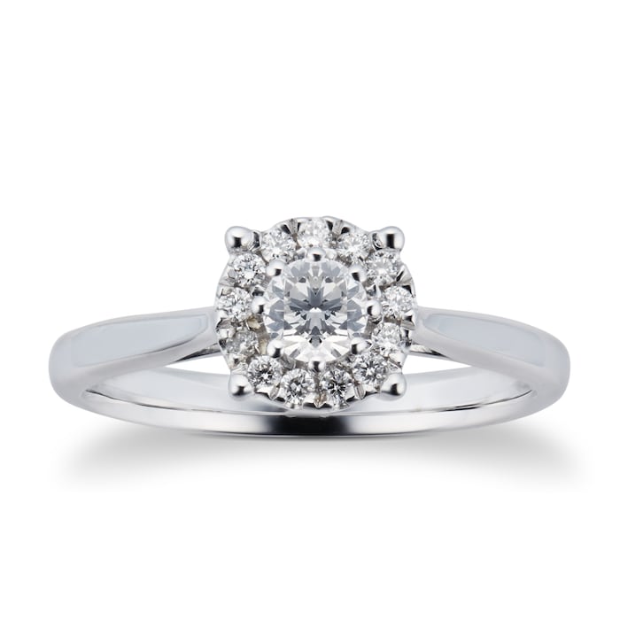 Goldsmiths Brilliant Cut 0.30 Carat Solitaire Diamond Ring In 9 Carat White Gold - Ring Size K