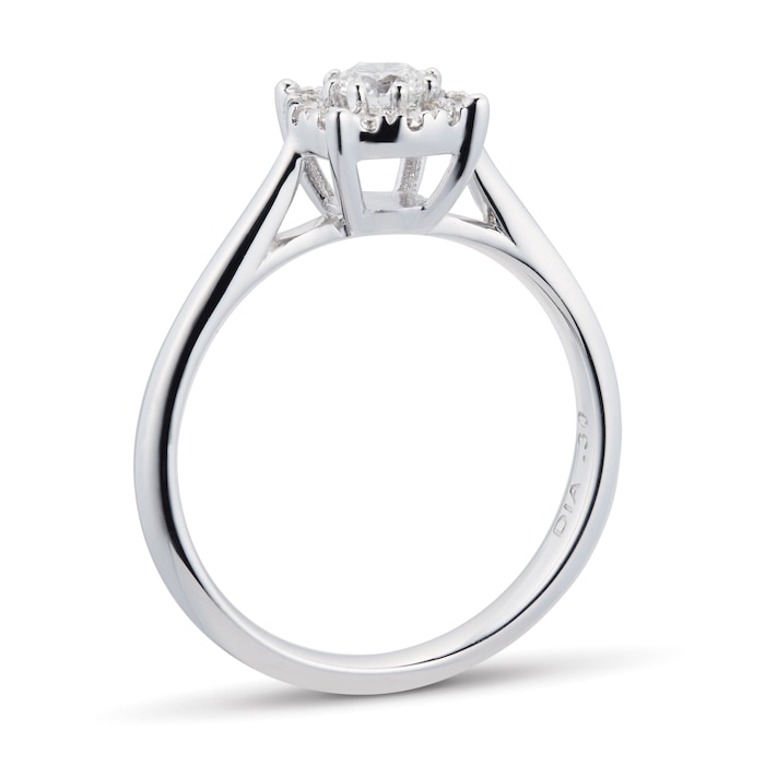 Goldsmiths Brilliant Cut 0.30 Carat Solitaire Diamond Ring In 9 Carat White Gold - Ring Size K