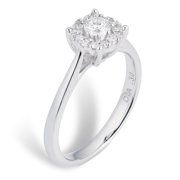 Goldsmiths Brilliant Cut 0.30 Carat Solitaire Diamond Ring In 9 Carat White Gold - Ring Size K