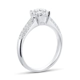 Goldsmiths Brilliant Cut 0.48 Total Carat Weight Cluster And Diamond Set Shoulders Ring Set In 9 Carat White Gold - Ring Size K
