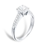 Goldsmiths Brilliant Cut 0.48 Total Carat Weight Cluster And Diamond Set Shoulders Ring Set In 9 Carat White Gold
