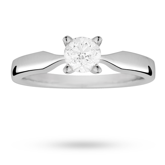Goldsmiths Brilliant Cut 0.40 Carat Solitaire Diamond Ring Set In 9 Carat White Gold - Ring Size O