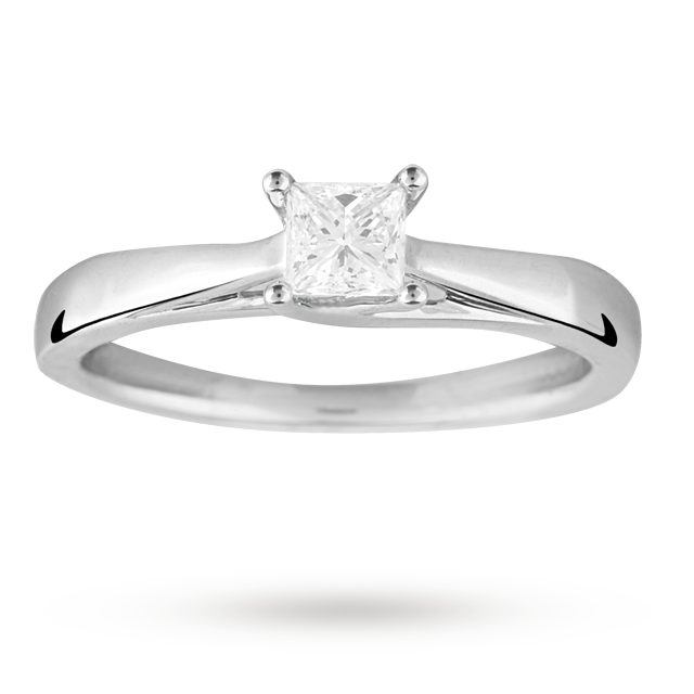 Goldsmiths Princess Cut 0.30 Carat Solitaire Diamond Ring In Platinum