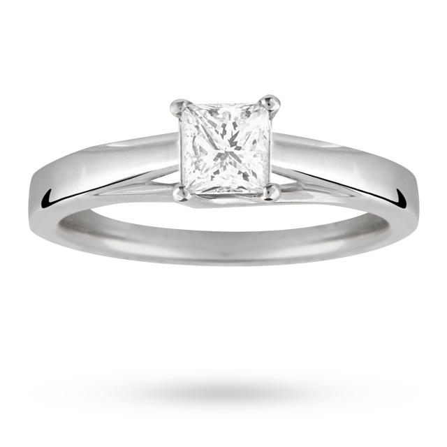 Goldsmiths Princess Cut 0.70 Carat Solitaire Diamond Ring In Platinum