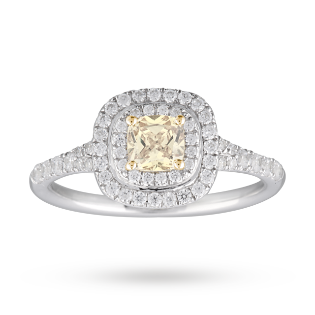 Canadian Diamond 0.92ct Yellow Diamond Set Ring in 18 Carat White Gold