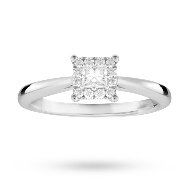 Goldsmiths Princess Cut 0.34 Carat Total Weight Diamond Solitaire Ring In 9 Carat White Gold