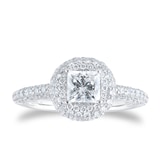 Goldsmiths 18ct White Gold Princess Cut 1.37cttw Diamond Halo Engagement Ring
