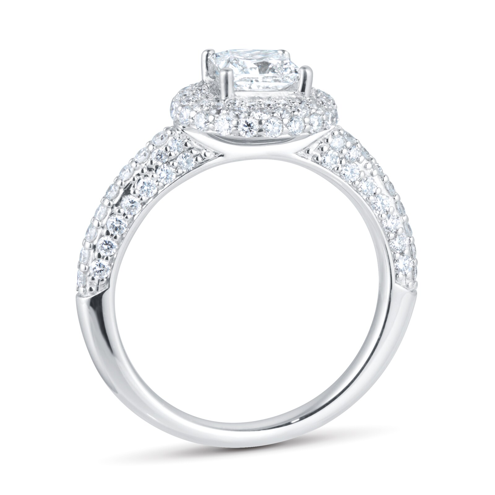 Goldsmiths 18ct White Gold Princess Cut 1.37cttw Diamond Halo