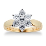 Goldsmiths Brilliant Cut 1.00ct Total Weight Diamond Cluster Ring In 18ct Yellow Gold