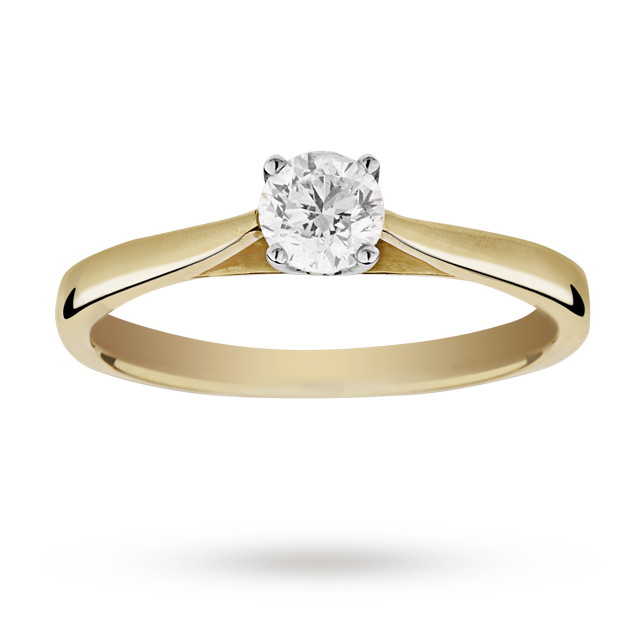 Mappin & Webb Solitaire Brilliant Cut 0.50 Carat Diamond Ring Set In 18 Carat Yellow Gold