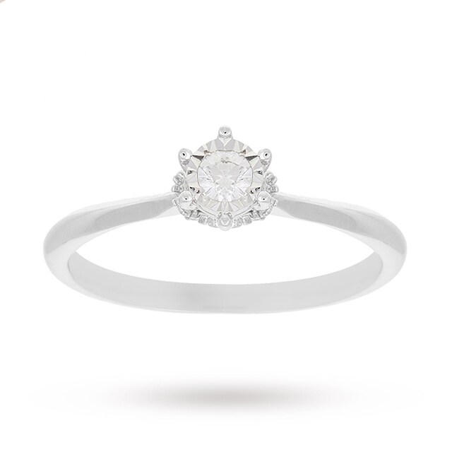 Goldsmiths 9 Carat White Gold 0.13 Carat Diamond Illusion Engagement Ring