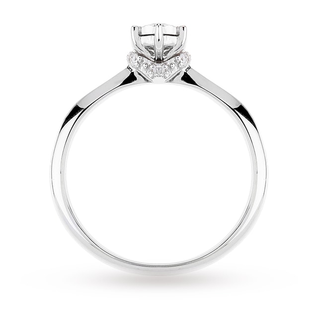 Goldsmiths 9 Carat White Gold 0.13 Carat Diamond Illusion Engagement Ring