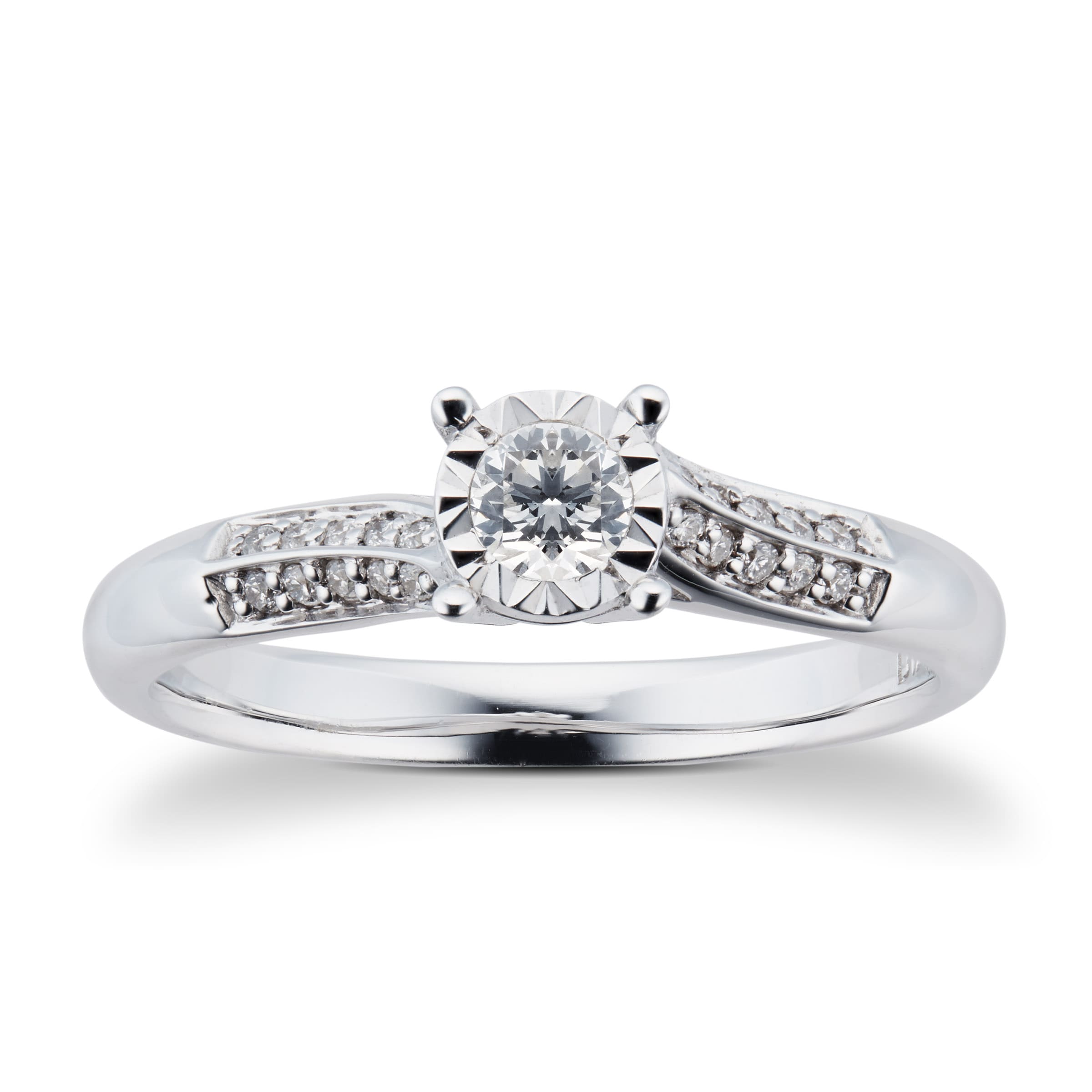 9 Carat White Gold 0.25 Carat Diamond Twist Engagement Ring - Ring Size K