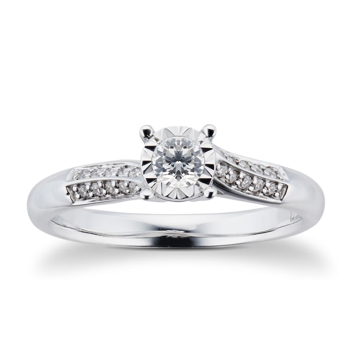 Goldsmiths 9 Carat White Gold 0.25 Carat Diamond Twist Engagement Ring - Ring Size N