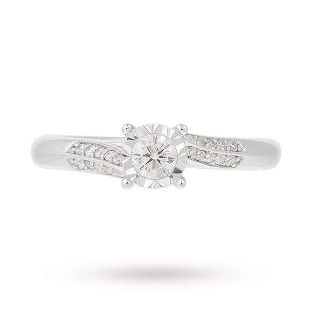 Goldsmiths 9 Carat White Gold 0.25 Carat Diamond Twist Engagement Ring - Ring Size L