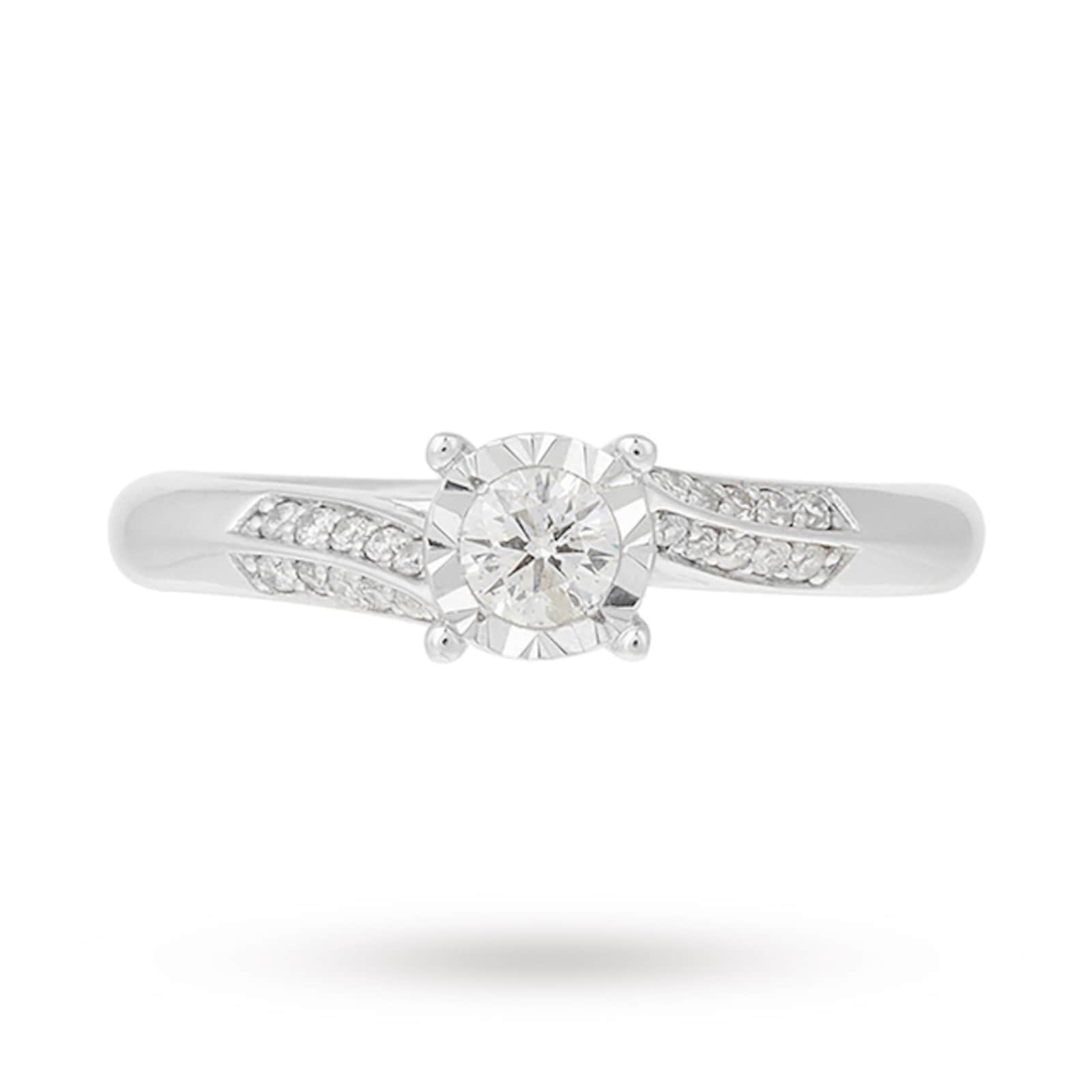 Goldsmiths 9 Carat White Gold 0.25 Carat Diamond Twist Engagement Ring ...