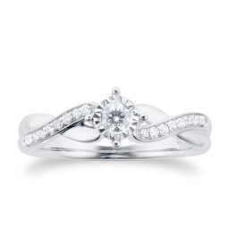 06016313 - 9 Carat White Gold 0.18 Carat Diamond Crossover Engagement Ring