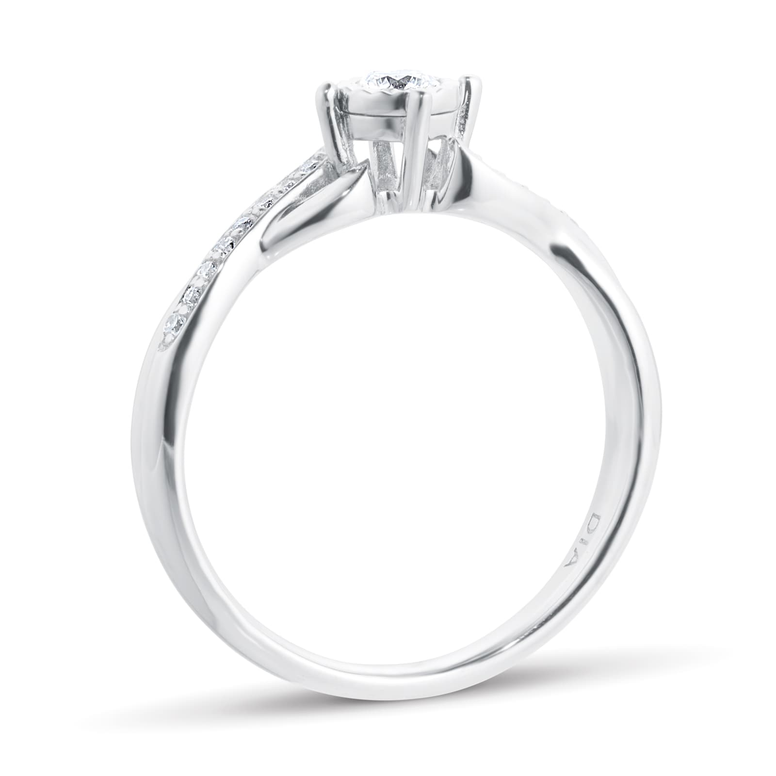 9 carat white gold 0.18 carat diamond crossover engagement ring