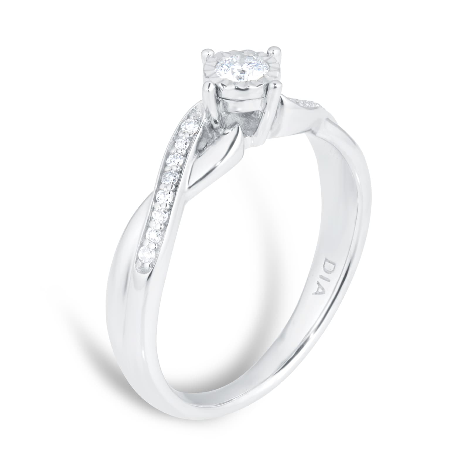 Goldsmiths 9 Carat White Gold 0.18 Carat Diamond Crossover Engagement Ring Goldsmiths 9 Carat White Gold 0.18 Carat Diamond Crossover Engagement Ring