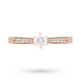Goldsmiths Brilliant Cut 0.33 Total Carat Weight Solitaire And Diamond Set Shoulders Ring Set In 18 Carat Rose Gold