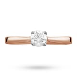 Goldsmiths Solitaire Brilliant Cut 0.40 Carat Diamond Ring Set In 18 Carat Rose Gold