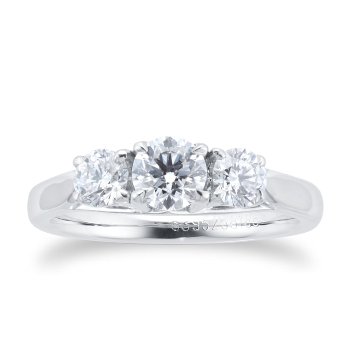 Mappin & Webb Ena Harkness Three Stone Platinum 0.90cttw Diamond Engagement Ring