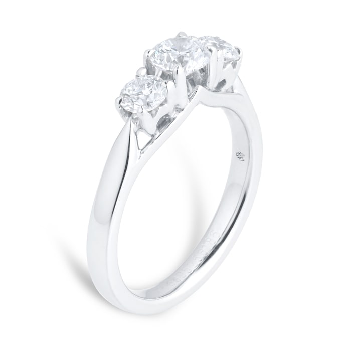 Mappin & Webb Ena Harkness Three Stone Platinum 0.90cttw Diamond Engagement Ring - Ring Size J