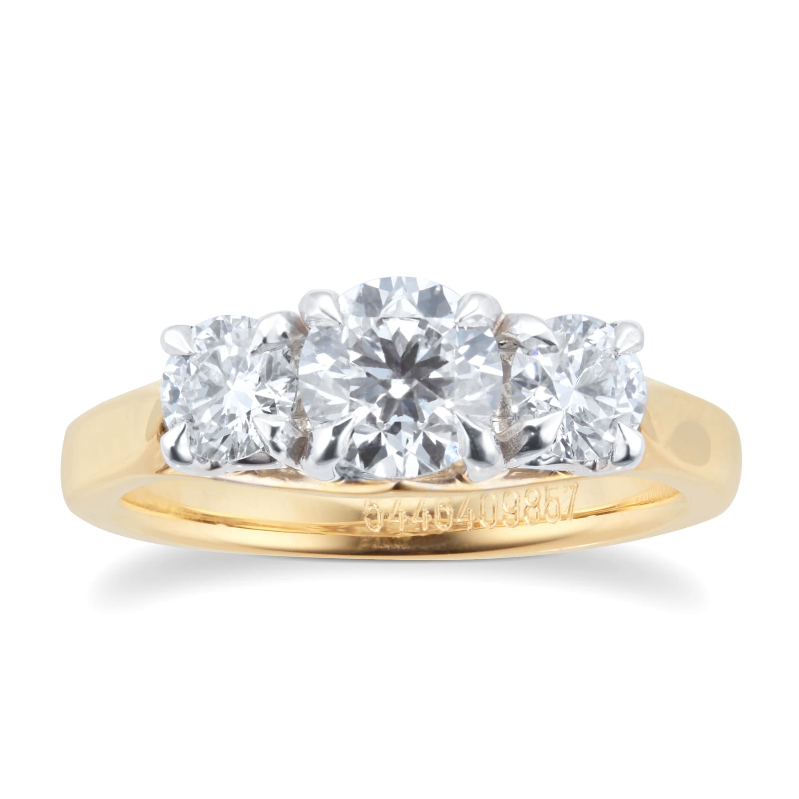 Ena Harkness Three Stone 18ct Yellow Gold 1.20cttw Diamond Engagement Ring - Ring Size N