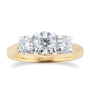 Mappin & Webb Ena Harkness Three Stone 18ct Yellow Gold 1.20cttw Diamond Engagement Ring