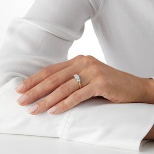 Mappin & Webb Ena Harkness Three Stone 18ct Yellow Gold 1.20cttw Diamond Engagement Ring