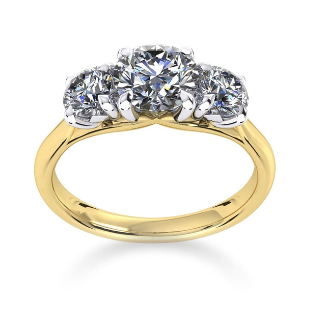 Mappin & Webb Ena Harkness Three Stone 18ct Yellow Gold 1.60cttw Diamond Engagement Ring - Ring Size O