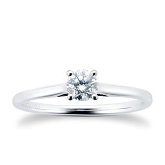 Goldsmiths Brilliant Cut 0.25ct 4 Claw Diamond Solitaire Ring In 9ct White Gold