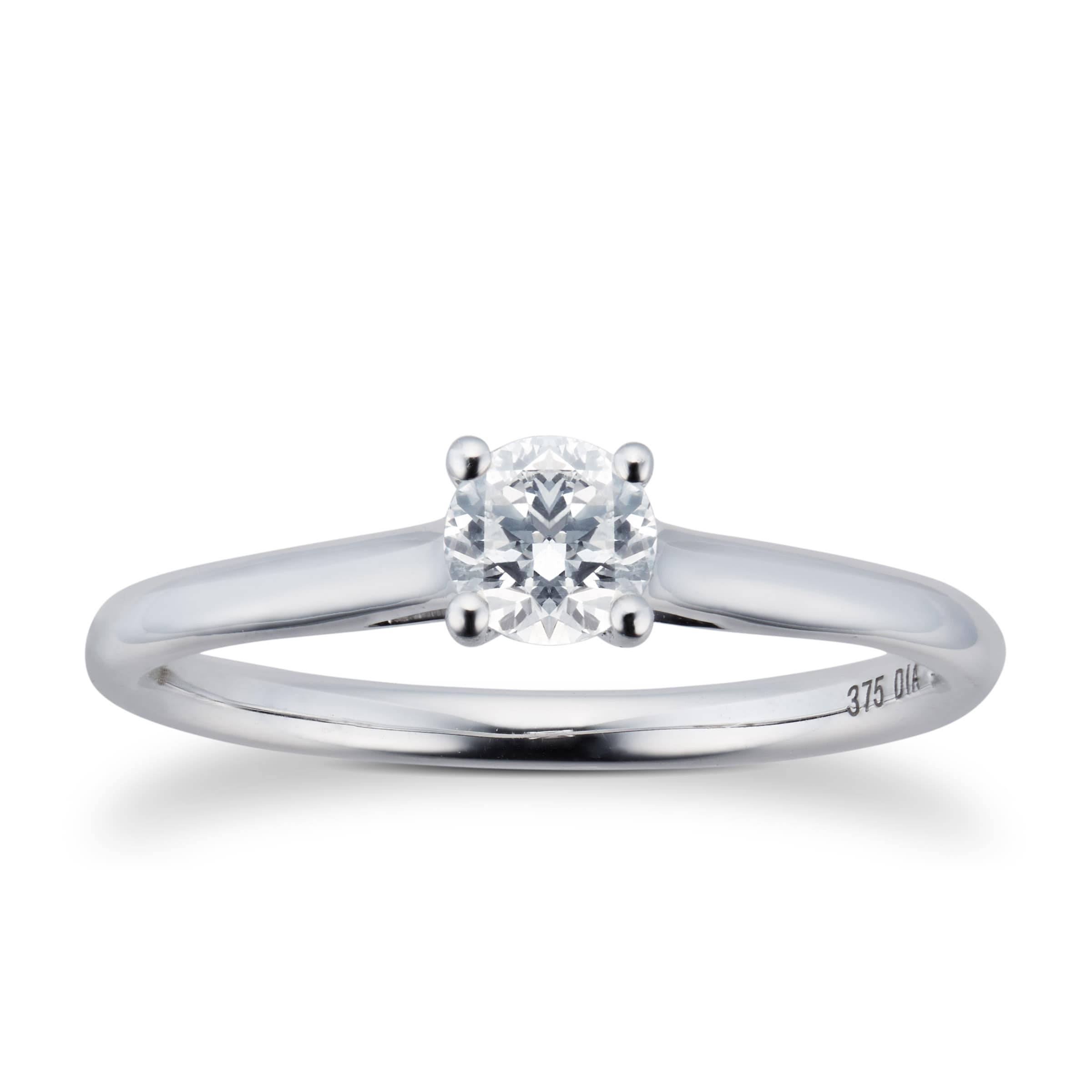 Brilliant Cut 033ct 4 Claw Diamond Solitaire Ring In 9ct White Gold Ring Size O