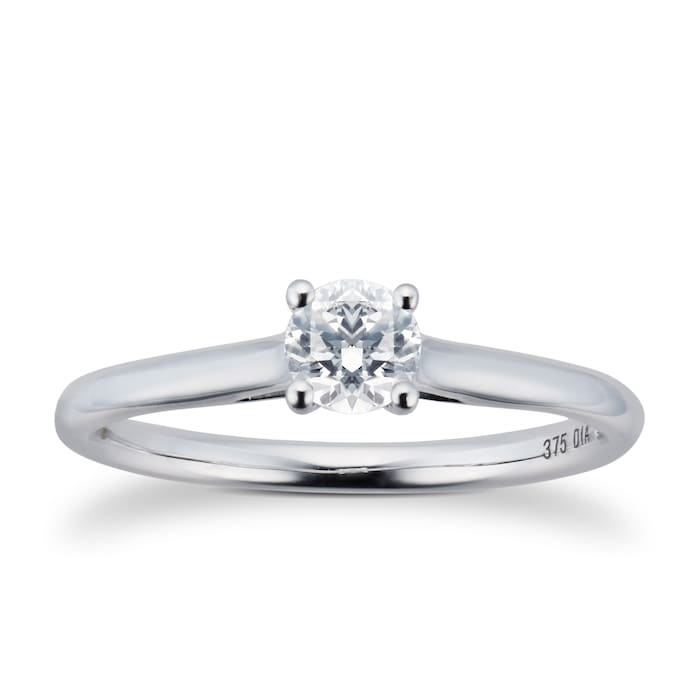Goldsmiths Brilliant Cut 0.33ct 4 Claw Diamond Solitaire Ring In 9ct White Gold