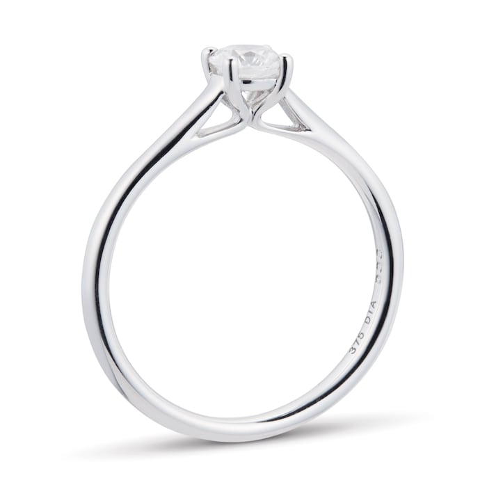 Goldsmiths Brilliant Cut 0.33ct 4 Claw Diamond Solitaire Ring In 9ct White Gold
