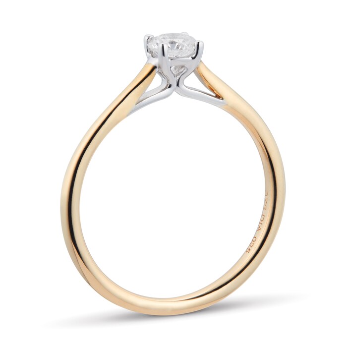 Goldsmiths Brilliant Cut 0.25ct 4 Claw Diamond Solitaire Ring In 9ct Yellow Gold