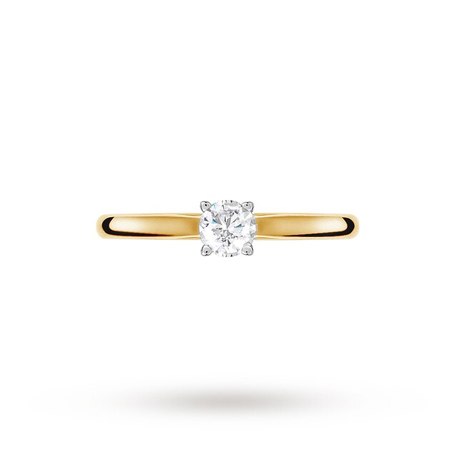 Goldsmiths Brilliant Cut 0.25ct 4 Claw Diamond Solitaire Ring In 9ct Yellow Gold