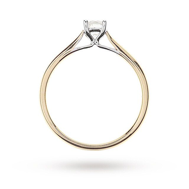 Goldsmiths Brilliant Cut 0.33ct 4 Claw Diamond Solitaire Ring In 9ct Yellow Gold