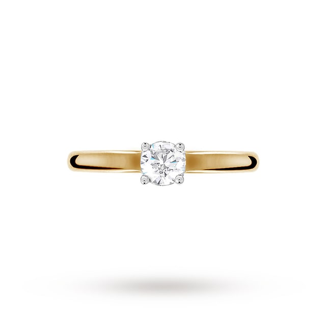 Goldsmiths Brilliant Cut 0.33ct 4 Claw Diamond Solitaire Ring In 9ct Yellow Gold