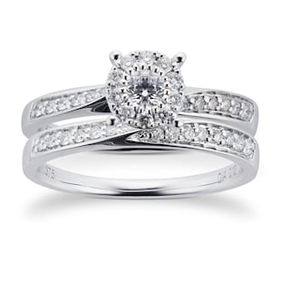 Goldsmiths 9ct White Gold Multistone Diamond Bridal Set