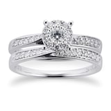 Goldsmiths 9ct White Gold Multistone Diamond Bridal Set - Ring Size L