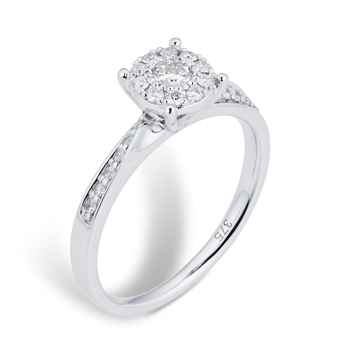 Goldsmiths 9ct White Gold Multistone Diamond Bridal Set - Ring Size K