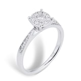 Goldsmiths 9ct White Gold Multistone Diamond Bridal Set - Ring Size M