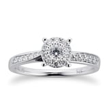 Goldsmiths 9ct White Gold Multistone Diamond Bridal Set - Ring Size J