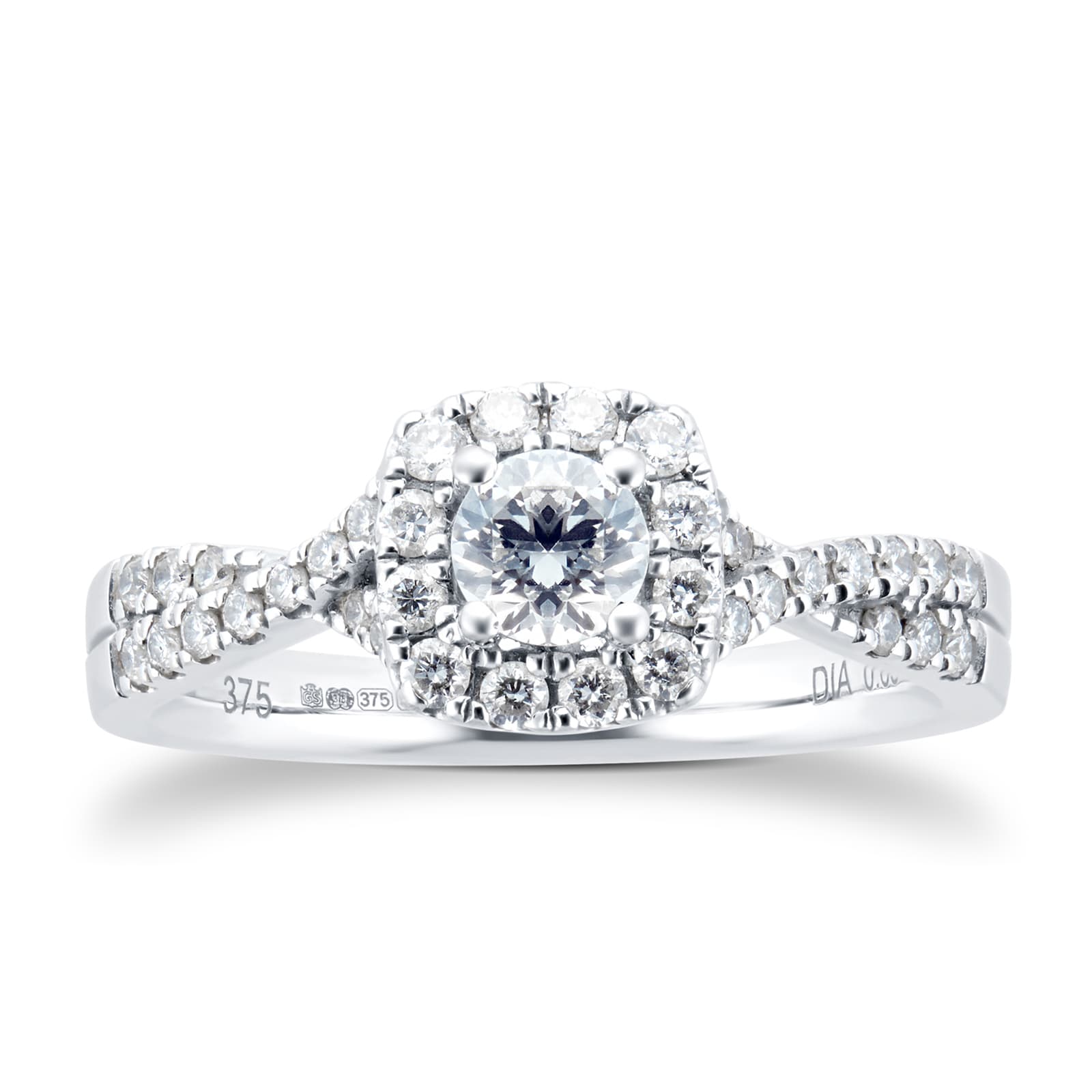 Goldsmiths 9ct White Gold Diamond Halo Bridal Set Goldsmiths 9ct White Gold Diamond Halo Bridal Set